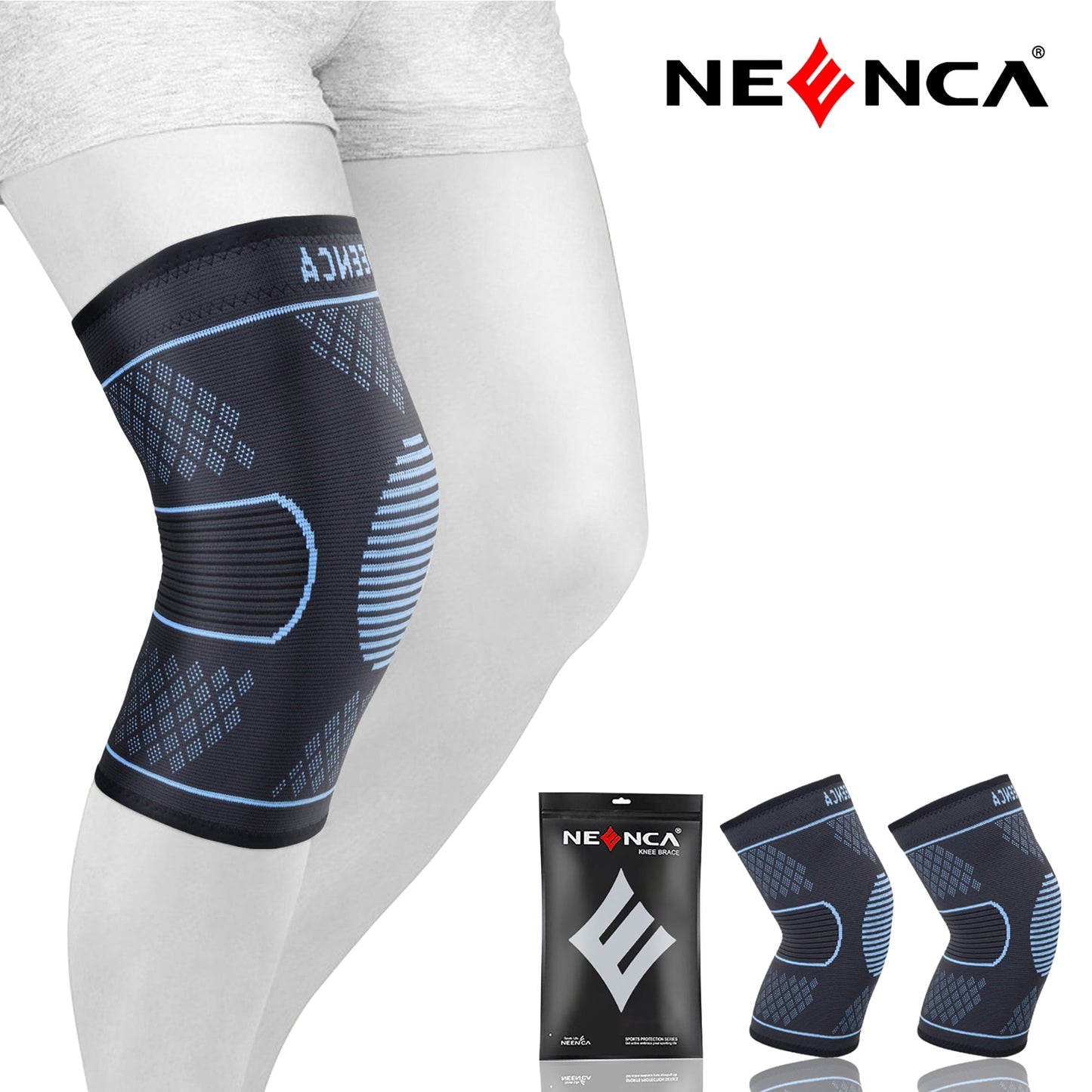 NEENCA 2 Pack Knee Compression Sleeve, Knee Braces for Knee Pain Women Men