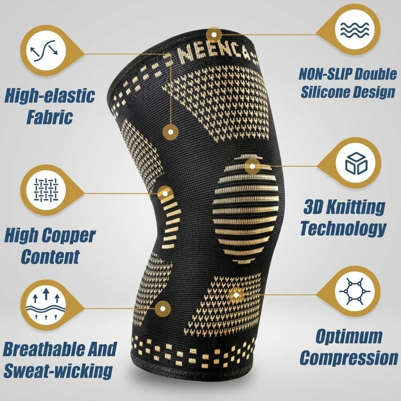 NEENCA Copper Knee Sleeves, Professional Knee Brace with Copper Ions Infused Fiber Technology HX052