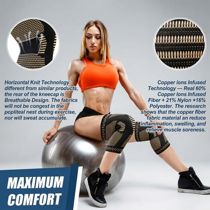 NEENCA Copper Knee Sleeves, Professional Knee Brace with Copper Ions Infused Fiber Technology HX052