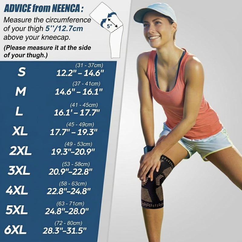 NEENCA Copper Knee Sleeves, Professional Knee Brace with Copper Ions Infused Fiber Technology HX052