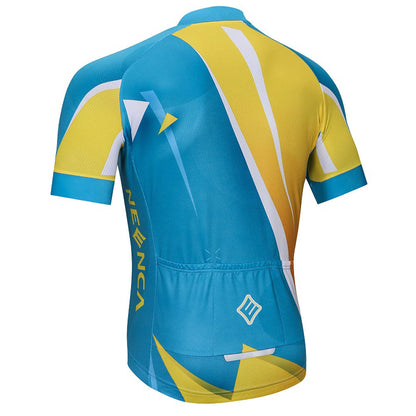 Neenca Men's Short Sleeve Full Zip Elastic Pro Road Bike Shirt