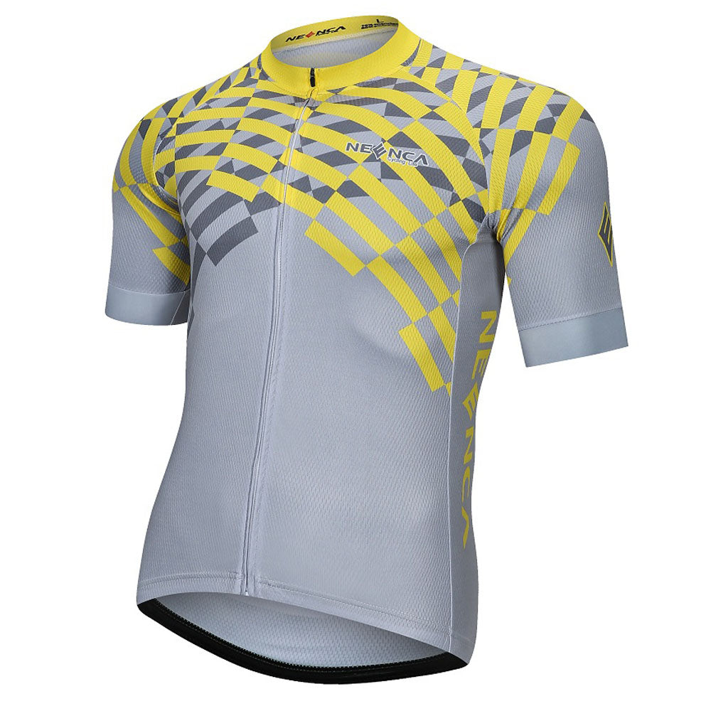 Neenca Grid Full Zipper Men's Cycling Jersey Short Sleeve Riding Shirt