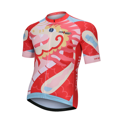 Neenca Flame Cycling Jersey Men's Short Sleeve Full Zip Moisture Wicking Top