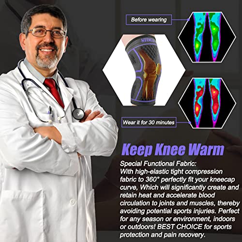 NEENCA 2 Pack Knee Brace, Knee Compression Sleeve Support for Knee Pain