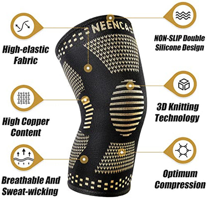 NEENCA Copper Knee Sleeves, Professional Knee Brace with Copper Ions Infused Fiber Technology