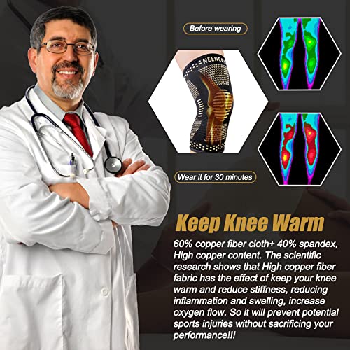 NEENCA Copper Knee Sleeves, Professional Knee Brace with Copper Ions Infused Fiber Technology