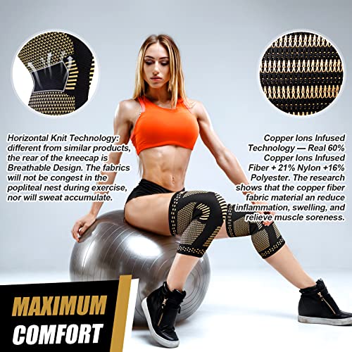 NEENCA Copper Knee Sleeves, Professional Knee Brace with Copper Ions Infused Fiber Technology