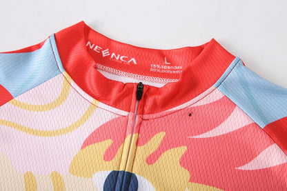 Neenca Flame Cycling Jersey Men's Short Sleeve Full Zip Moisture Wicking Top