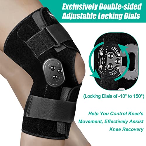 NEENCA Hinged Knee Brace, Adjustable Knee Immobilizer with Side
