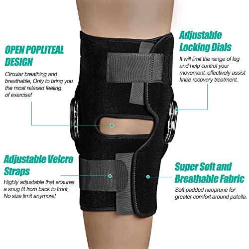 NEENCA Hinged Knee Brace, Adjustable Knee Immobilizer with Side